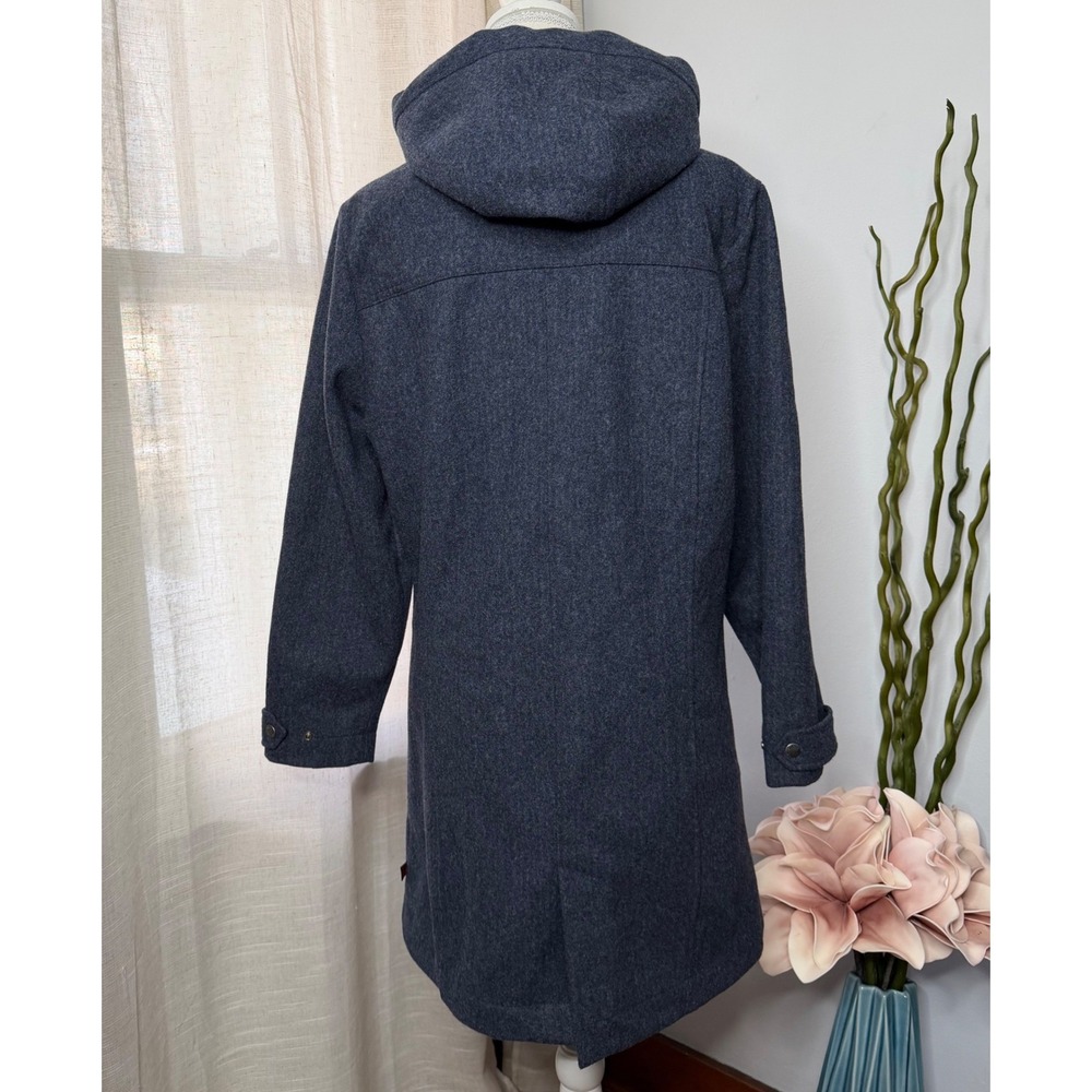 Woolrich Hooded Parka Jacket Coat Wool Blend Navy Blue Toggle Zip Women's SMALL - Picture 2 of 16